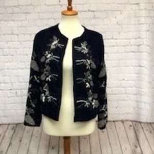 Vilagallo Embroidered Blue velvet jacket